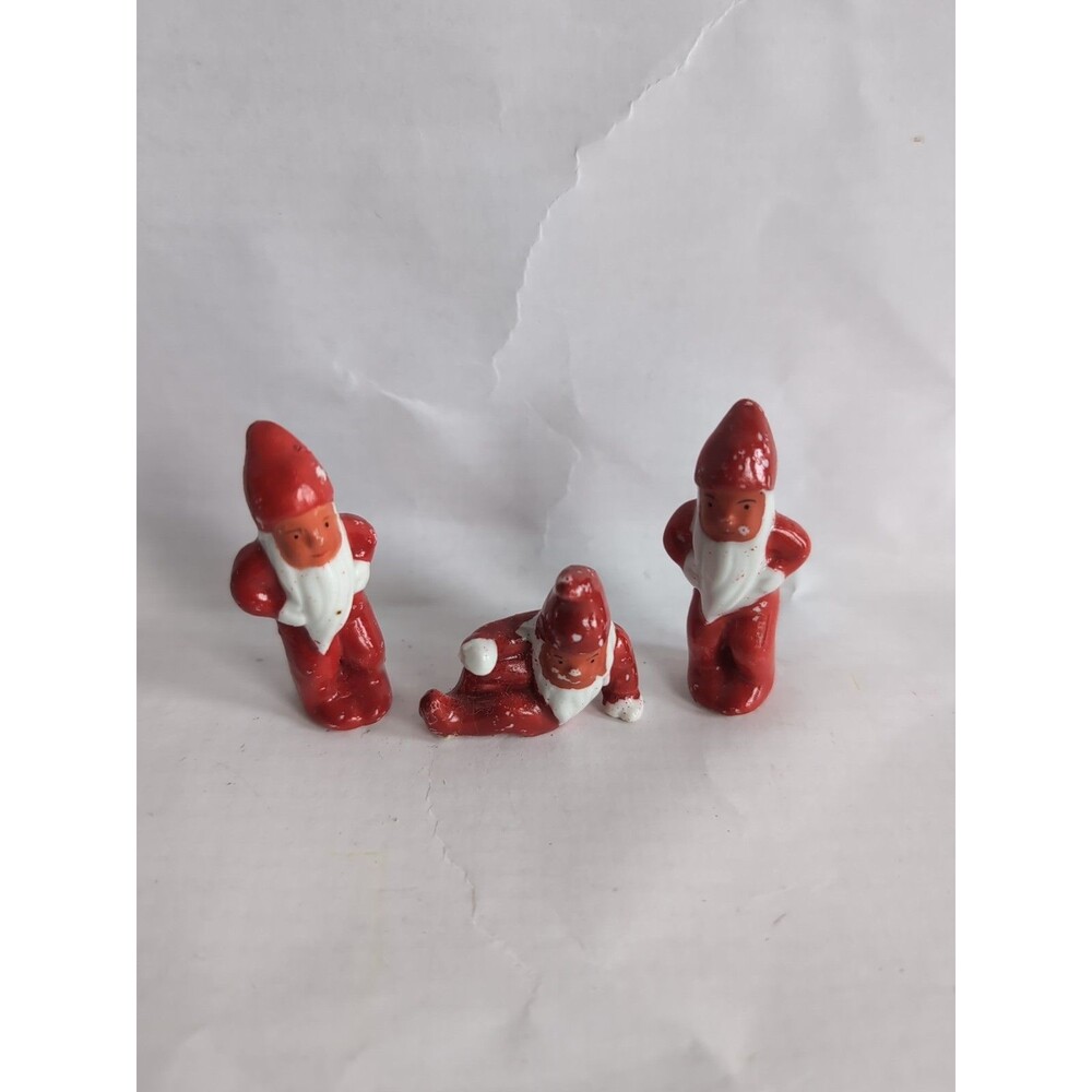 Vintage Snow Baby Gnome Figurines Painted Bisque Set of 3 German Miniature